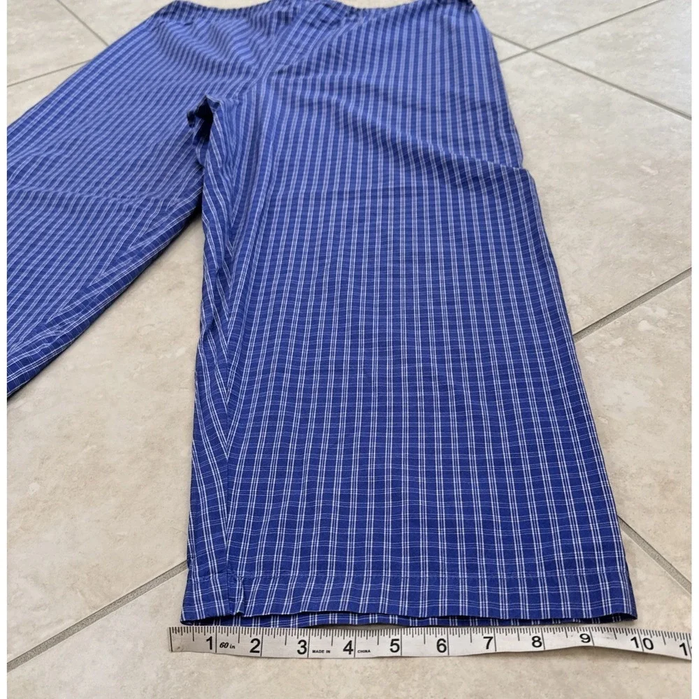 VTG Victoria's Secret Pajama Set Blue Plaid Sz L Long Sleeve Y2K 1999 Monogram